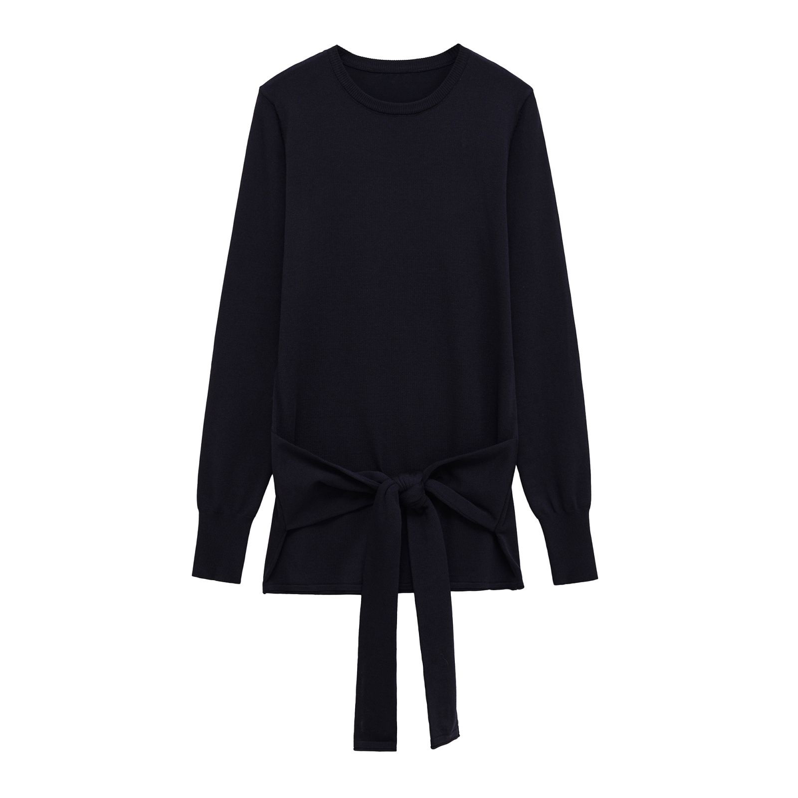 Suéter de punto ajustado con cuello redondo KUN-00059