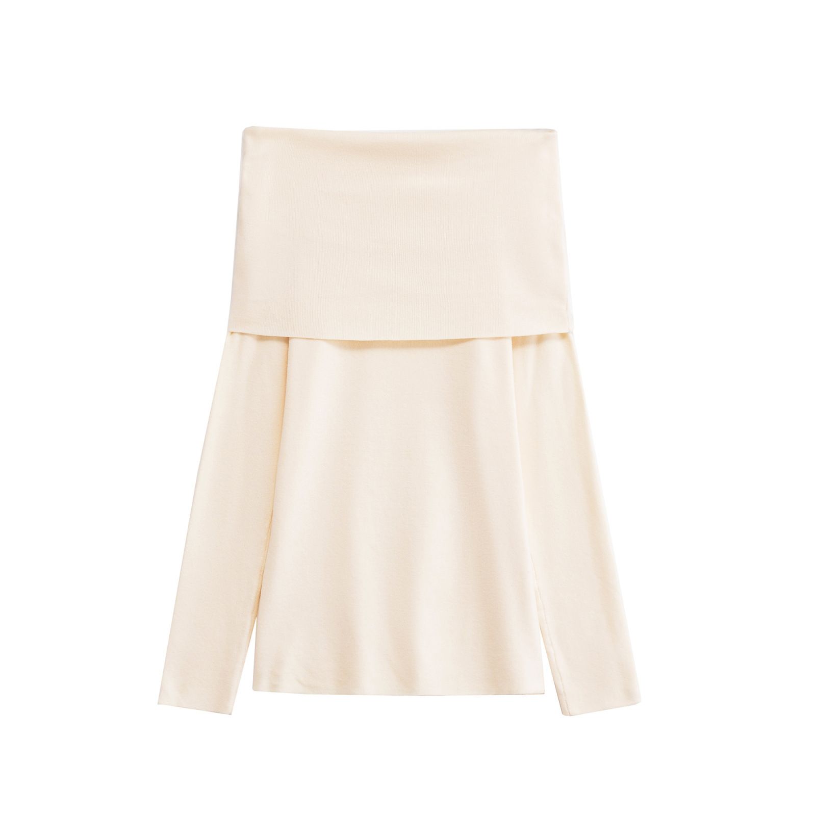 Top bandeau de punto con hombros descubiertos, corte ajustado y fruncido KUN-00033