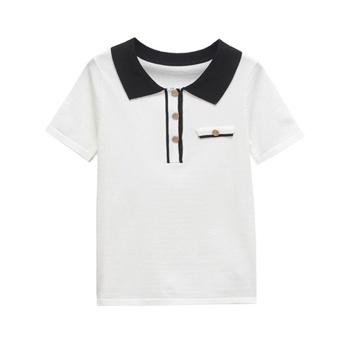 Women's Polo Shirt Color Block Classic Versatile Chic KUN-00003