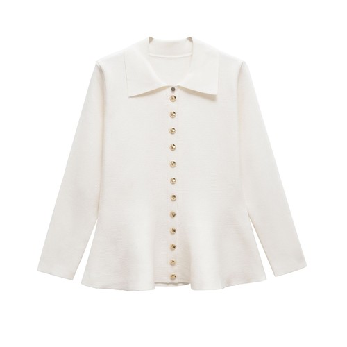 Chaqueta clásica de manga larga con cuello vuelto y falda mini para mujer KUN-00010