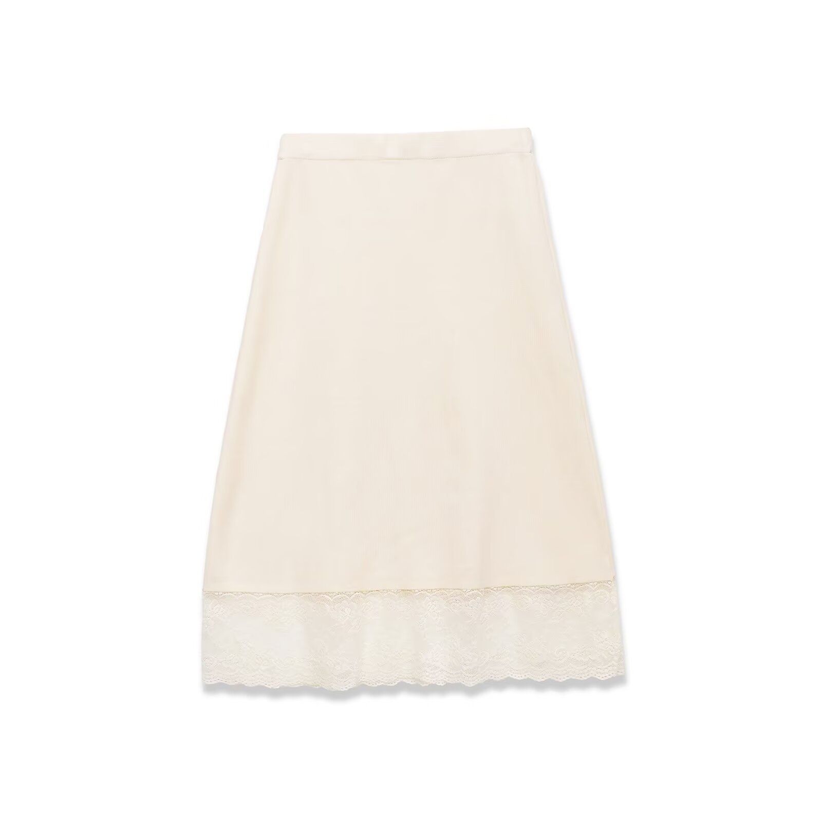 Lace Knit Midi Skirt - Beaded Waist European Style KUN-00036
