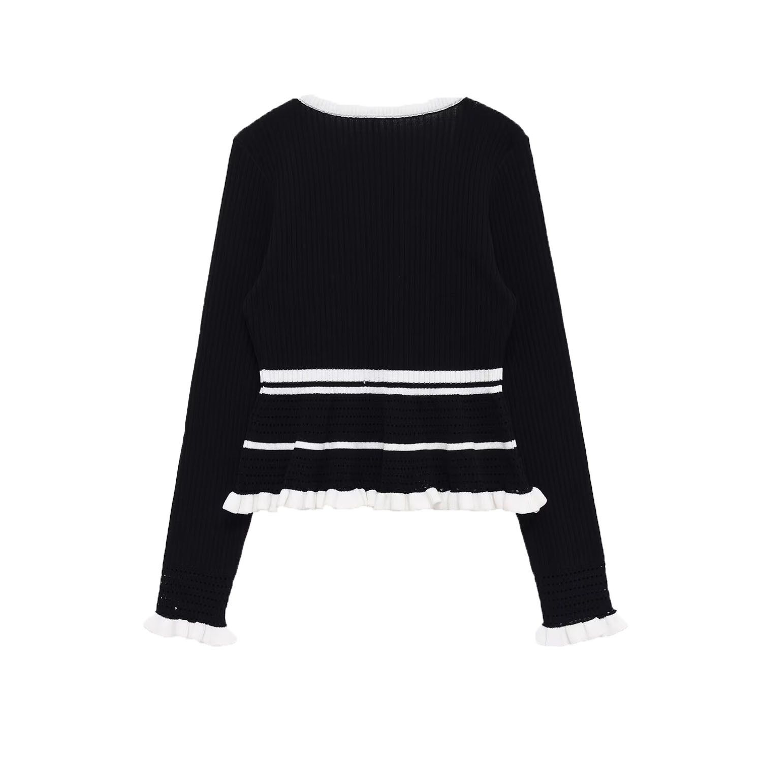 Suéter de punto acanalado - Elegante suéter de mujer estilo europeo americano KUN-00094