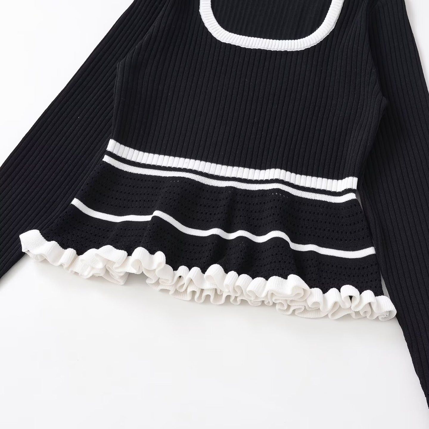 Suéter de punto acanalado - Elegante suéter de mujer estilo europeo americano KUN-00094