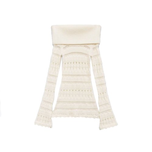 Knit Top Off Shoulder Cutout Sweater KUN-00096