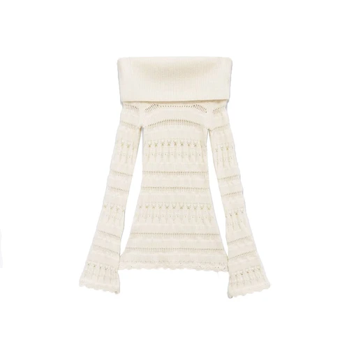 Suéter de punto con hombros descubiertos y aberturas KUN-00096