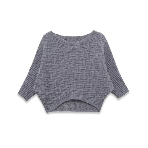 Knit Top One Shoulder Textured Asymmetric Sweater KUN-00093