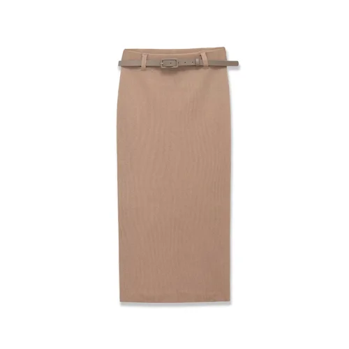 Knit Midi Dress with Belt - High Waist Fashion KUN-00034