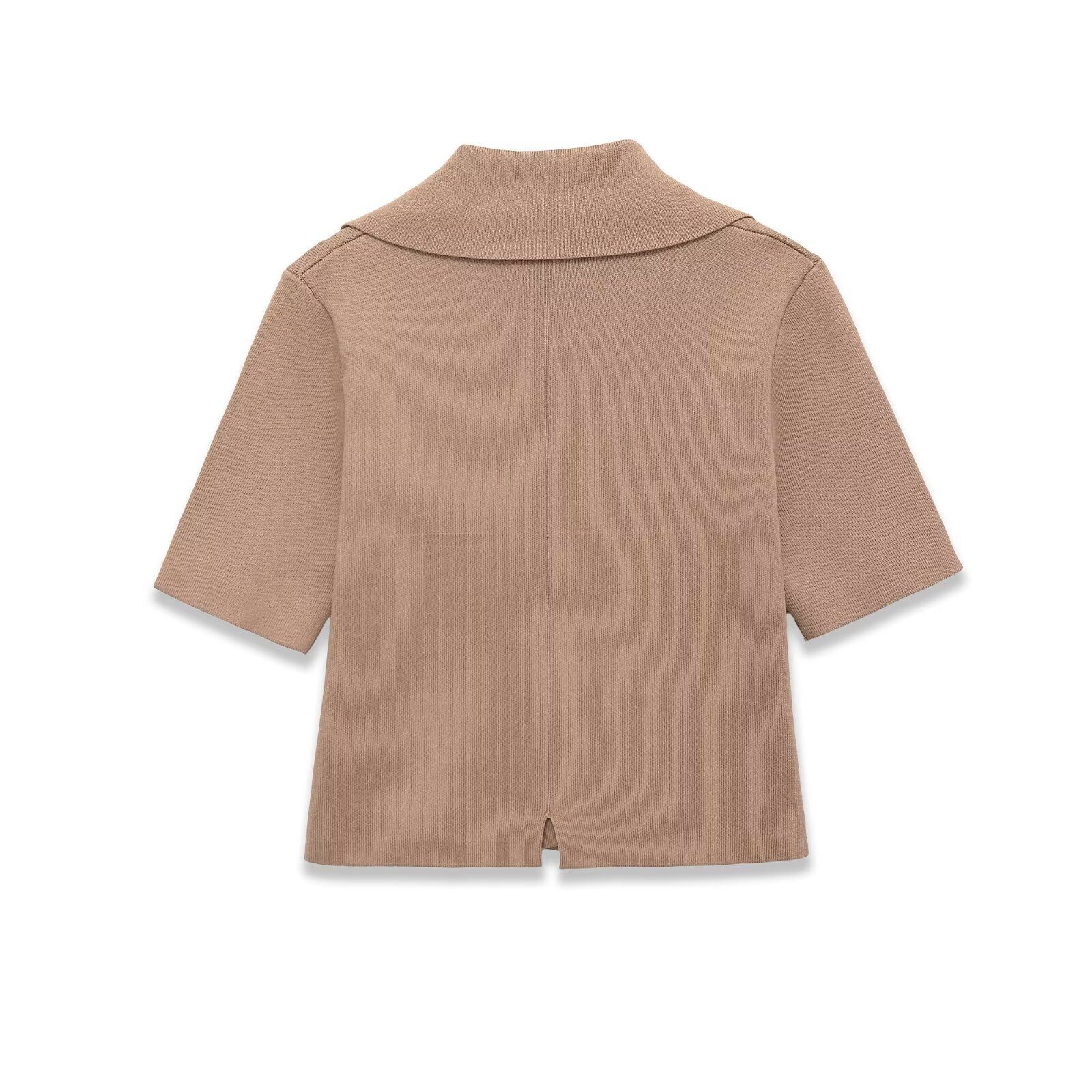 Cardigan da donna in maglia - Maniche corte e colletto alla moda KUN-00126