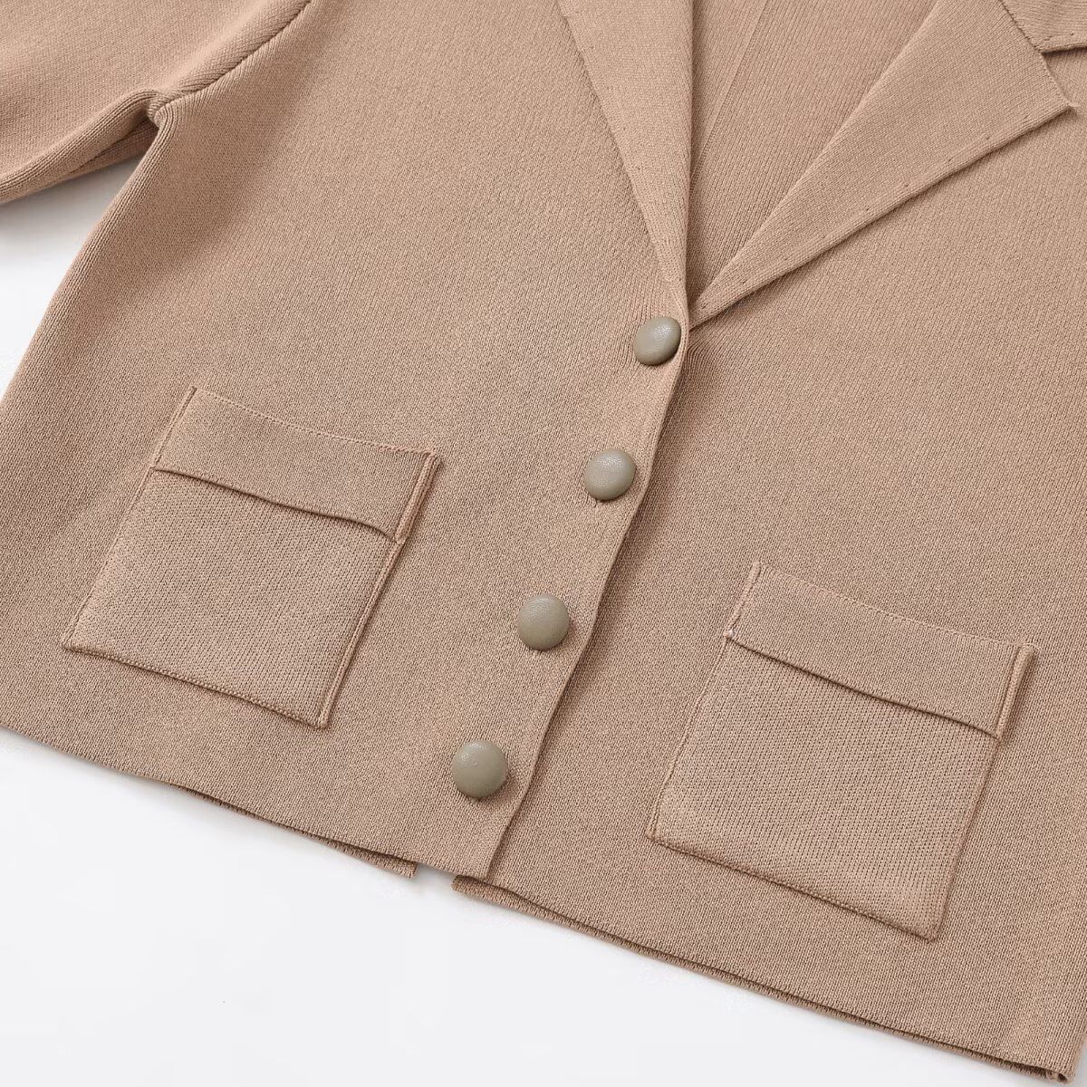 Cardigan da donna in maglia - Maniche corte e colletto alla moda KUN-00126