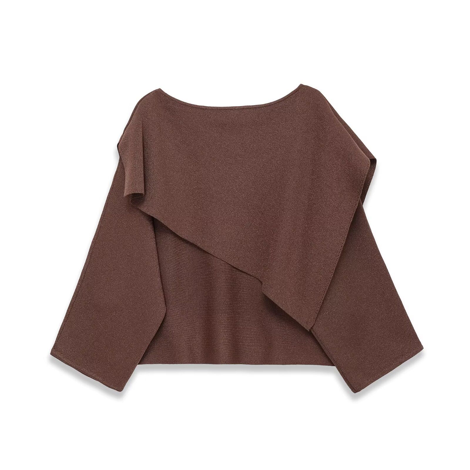 Poncho in maglia con filo metallico, vestibilità ampia, modello KUN-00222