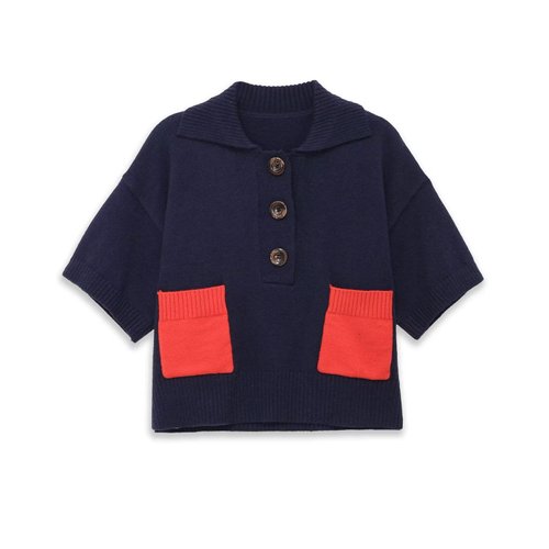 Top de punto de manga corta, estilo casual chic europeo KUN-00008