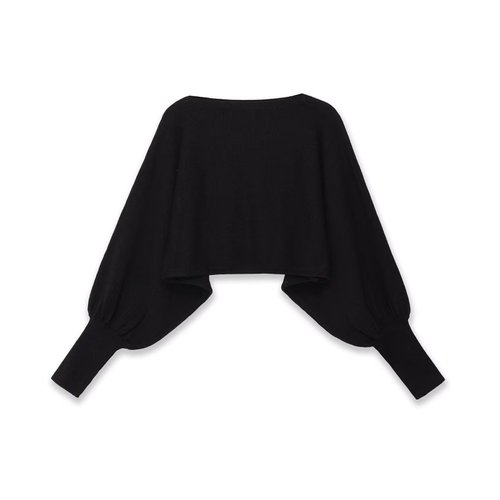 Knit Top Bubble Sleeve Cropped Sweater KUN-00063