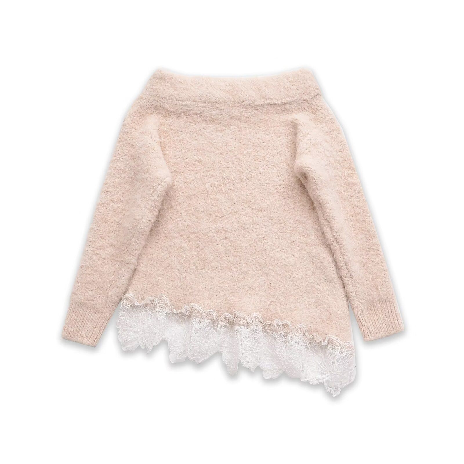 Lace Stitching Knit Top Trendy Sweater KUN-00010