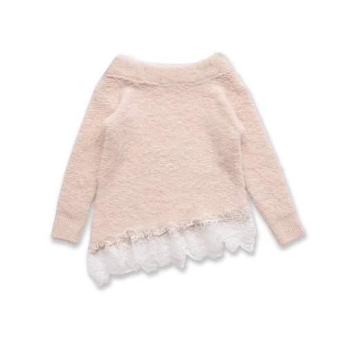 Suéter de punto con costura de encaje de moda KUN-00010