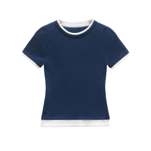 Women's Double Layer T-Shirt Classic Fashion Versatile KUN-00004