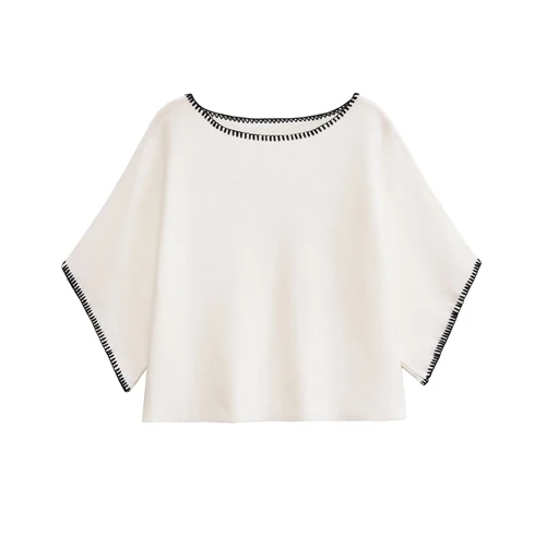 Conjunto de vestido y top de punto - Bordado en bloques de color KUN-00124