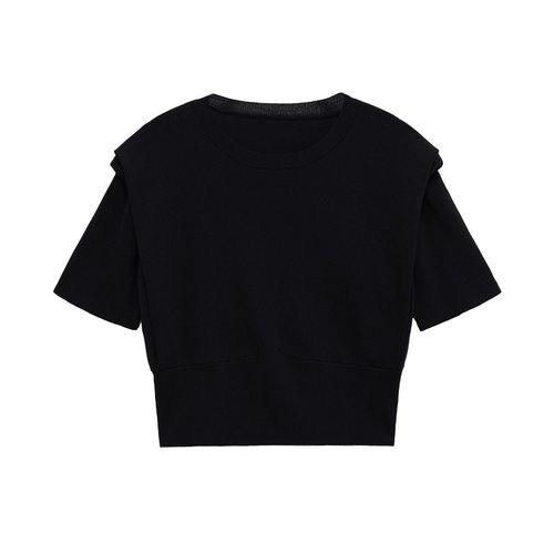 Women's Trendy Padded Shoulder Solid Color T-Shirt KUN-00053