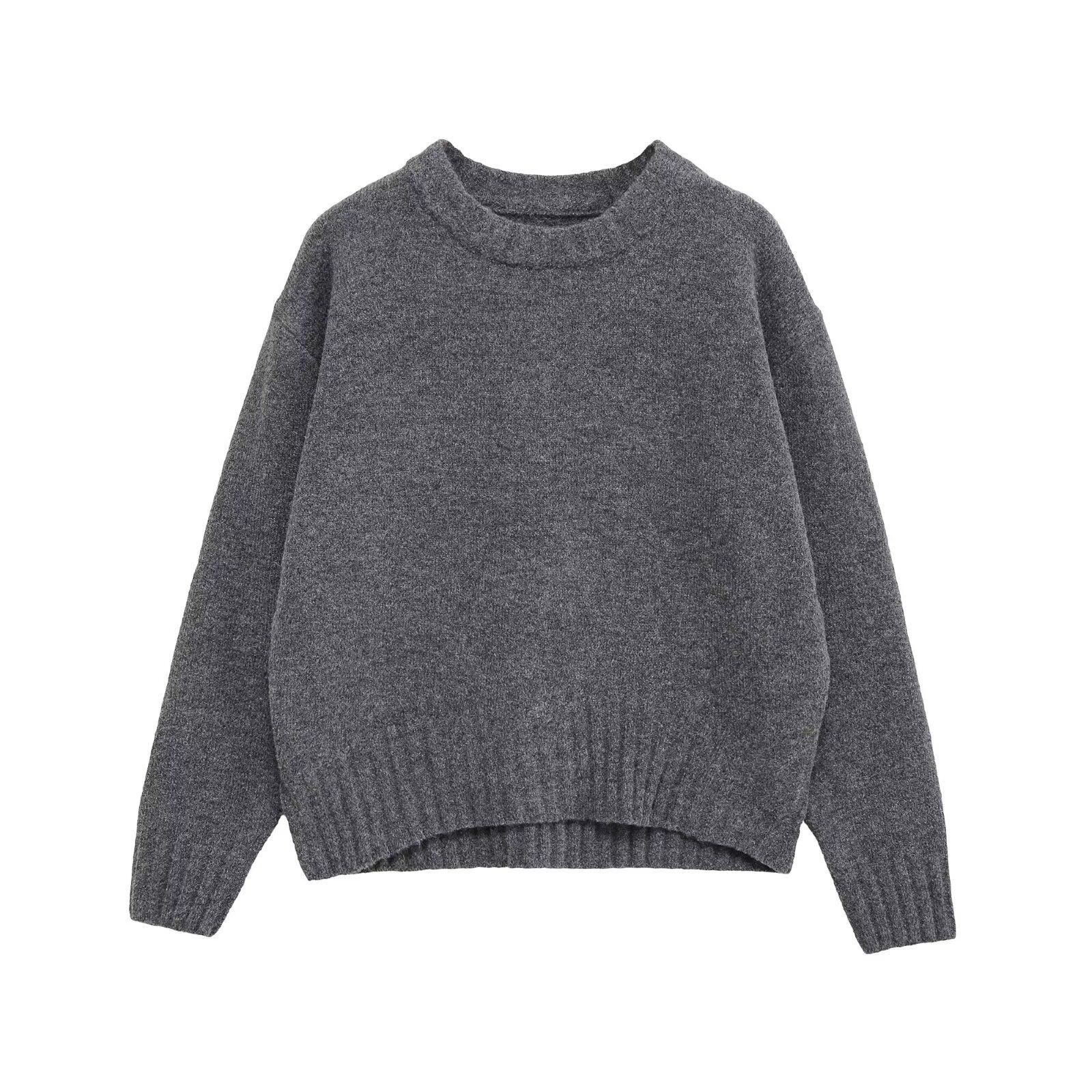 Ribbed Knit Top - European Chic Casual Sweater KUN-00046