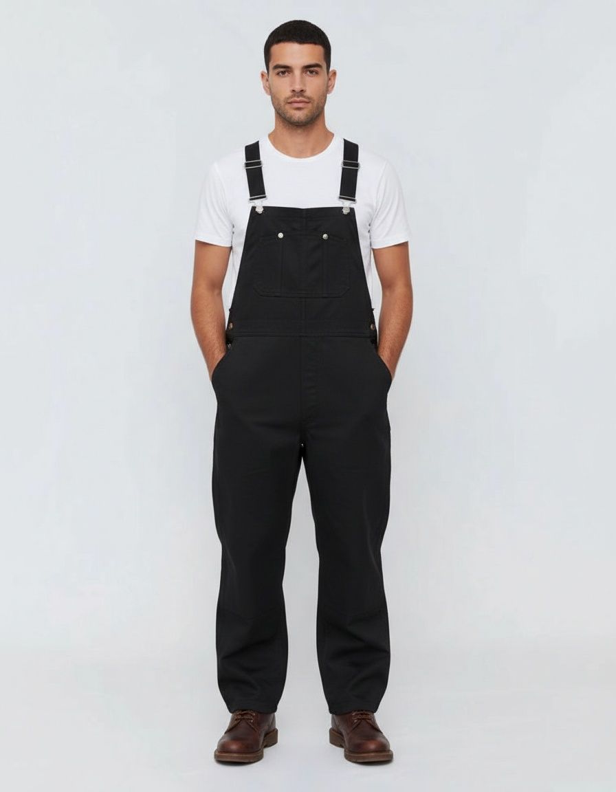 Mono holgado retro cargo sin mangas para hombre - Pantalones casuales multibolsillos de talla grande para usar todo el año