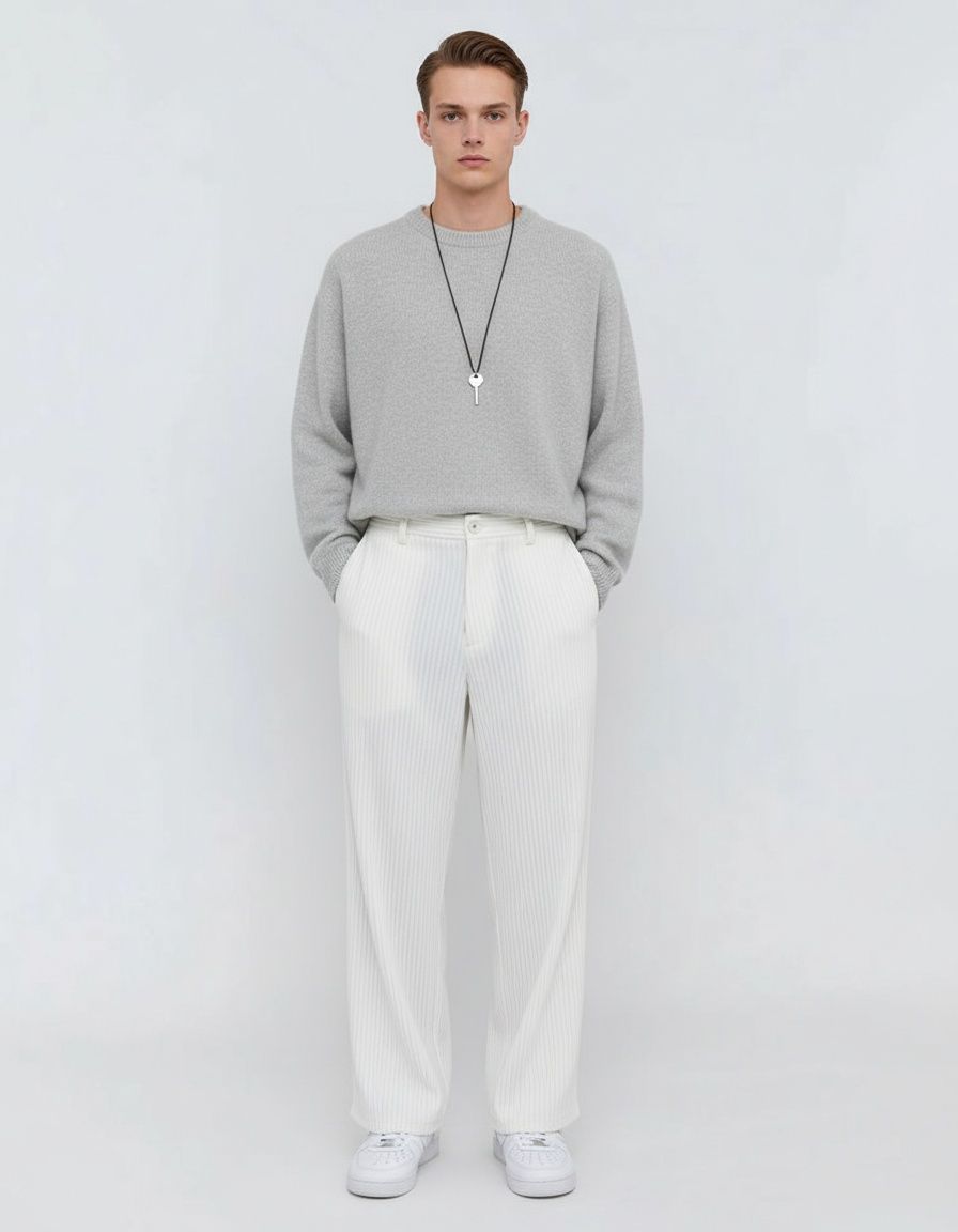 Pantalones casuales de poliéster transpirables de color liso con pierna recta para hombre