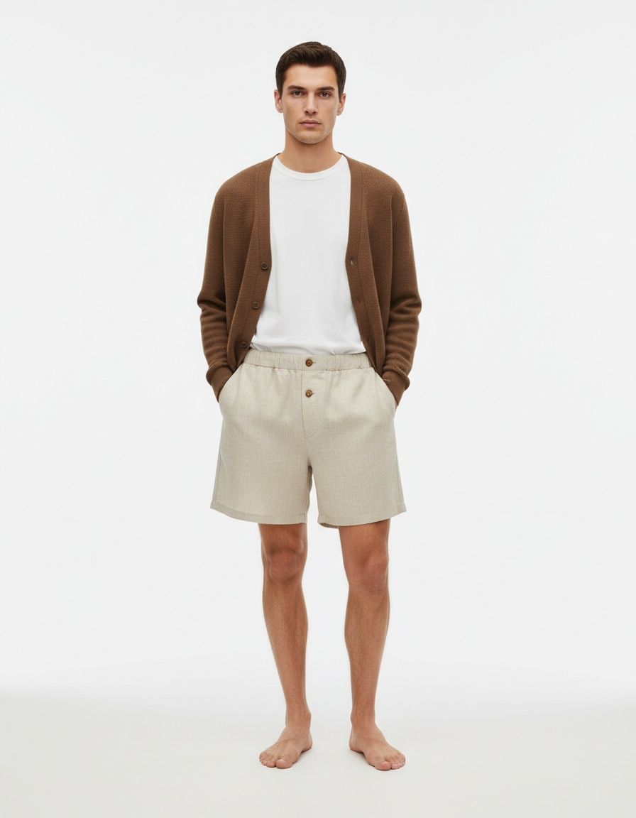 Linen Blend Breathable Casual Shorts for Men's Vacation and Beach Wear