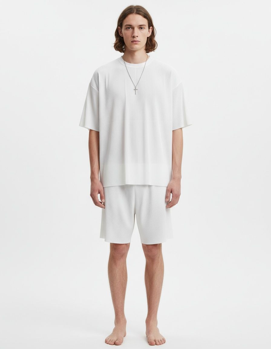 Conjunto de dos piezas de camiseta y pantalones cortos transpirables de manga corta para hombre, ideal para el verano.