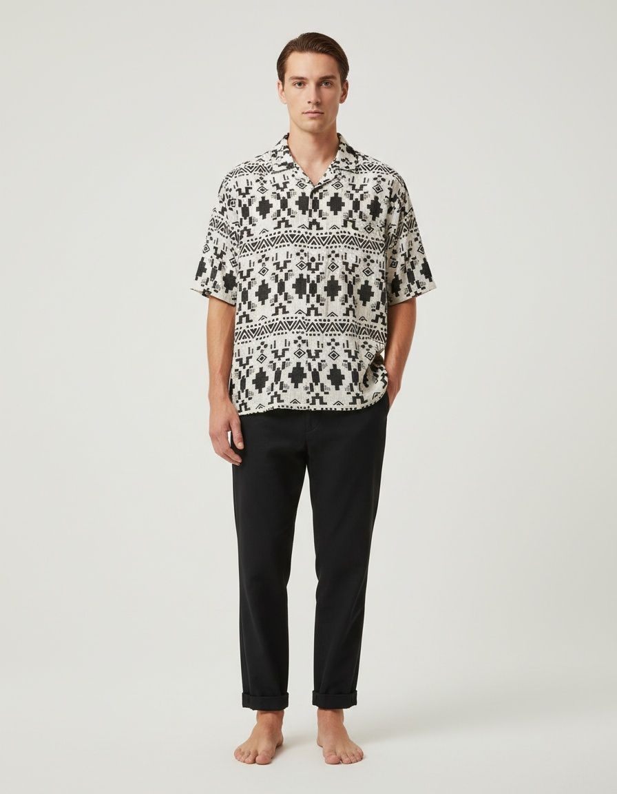 Conjunto de dos piezas de camisa y pantalones cortos para hombre, transpirables, con cuello en V y mezcla de algodón