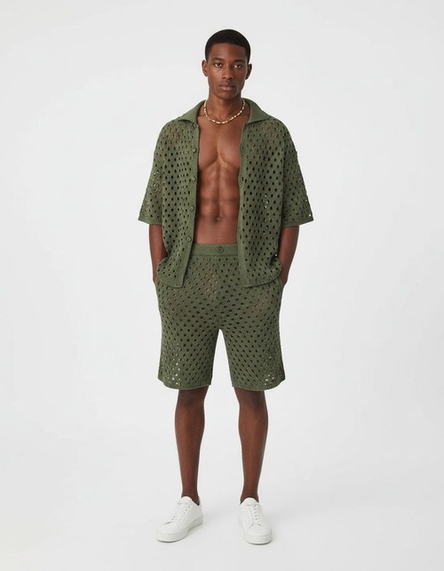 Weiches, atmungsaktives Kurzarm-Sportswear-Set aus Strick für Frühling und Sommer