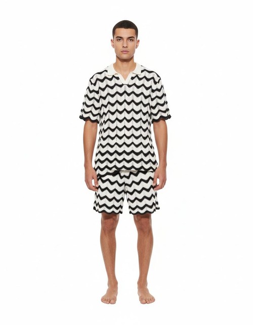 Conjunto deportivo informal de dos piezas de punto transpirable de verano para hombre