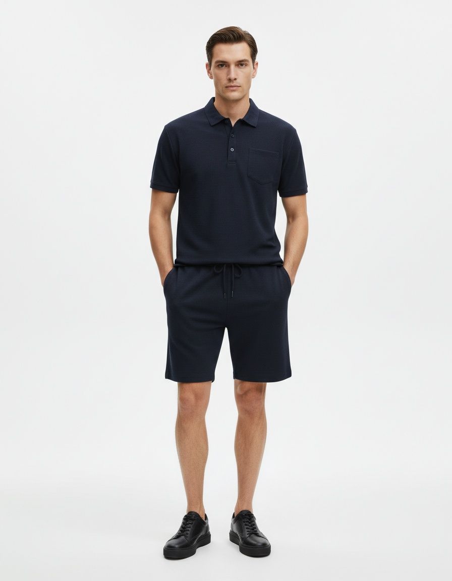 Slim Fit Breathable Cotton Blend Casual Summer Menswear Set