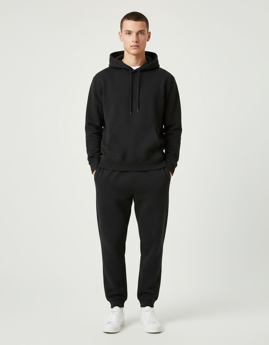 Men's Breathable Polyester Blend Long-Sleeved Hoody and Trousers Set