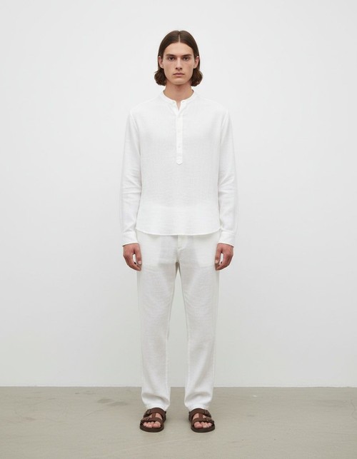 Conjunto de ropa de playa para hombre, holgado y ligero, con camisa de manga larga con medio botón y pantalón.