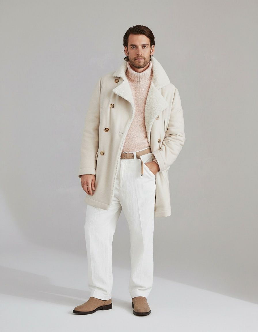 Abrigo informal de algodón de longitud media con sherpa interior