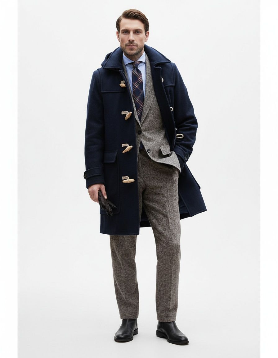 Abrigo informal retro cruzado para hombre con botones grandes tipo palanca