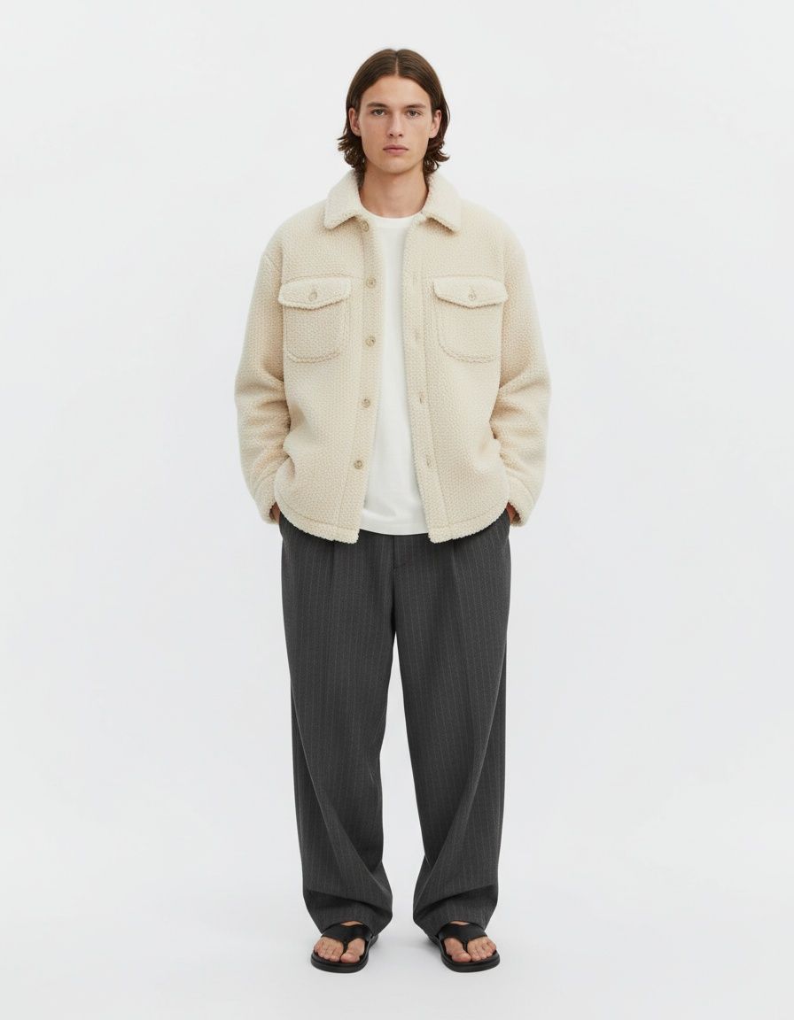 Men's Lapel Casual Winter Sherpa Coat for Versatile Styling