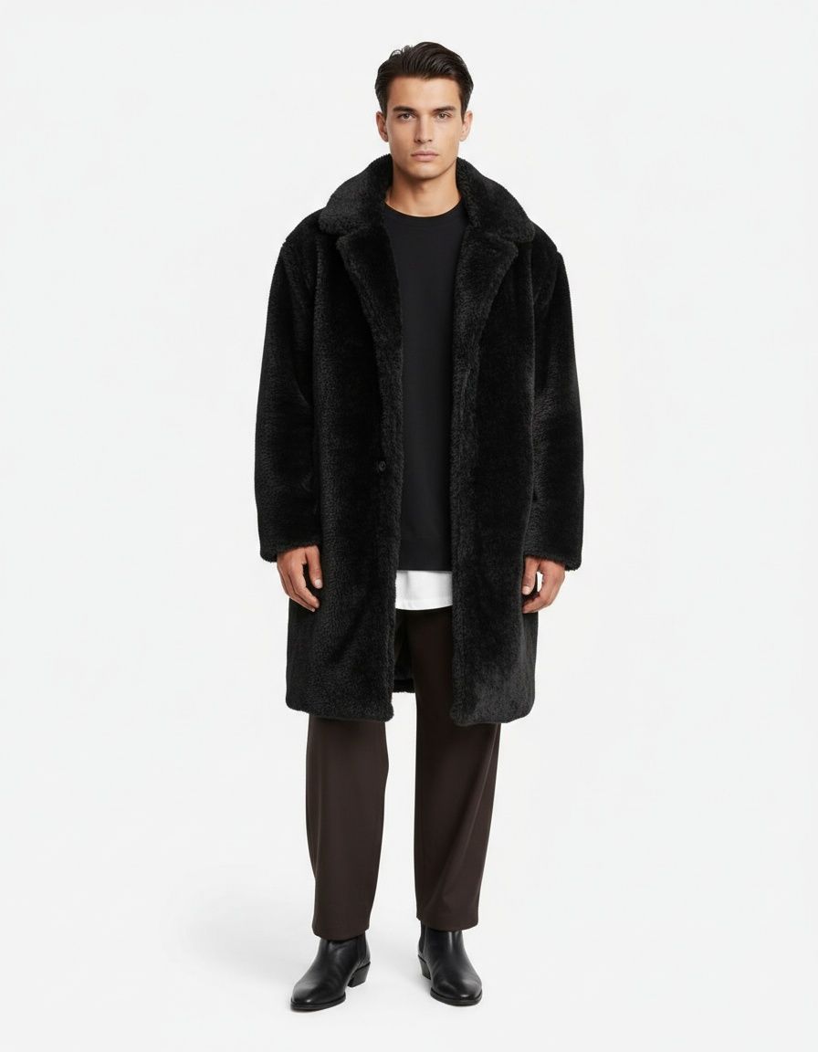 Plush Warm Autumn Winter Loose-Fitting Men's Overcoat
