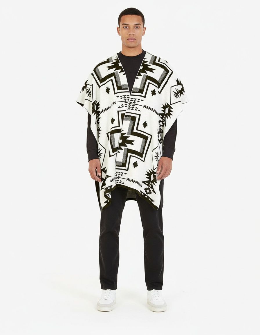 Abrigo tipo capa holgado con estampado retro para hombre, estilo informal y transpirable.