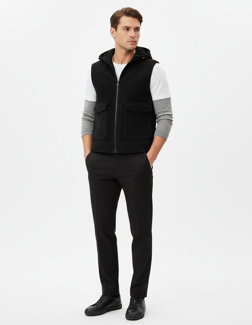 Chaqueta de invierno de gamuza con capucha y cremallera de color liso para uso informal