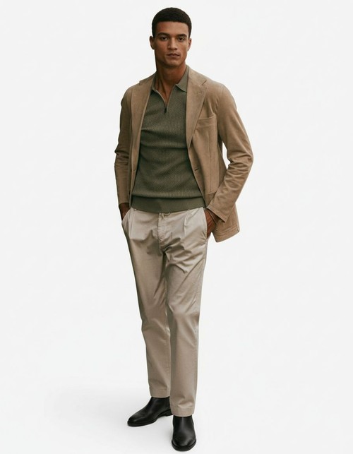 Locker geschnittene Jacke aus Baumwollmischgewebe mit Reverskragen für lässige Winter-Businesskleidung