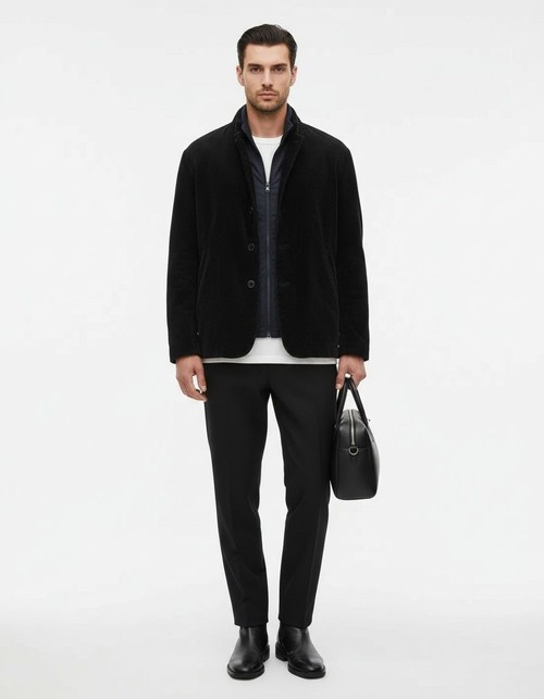 Trendy Button-Down Corduroy Casual Men's Jacket for Autumn