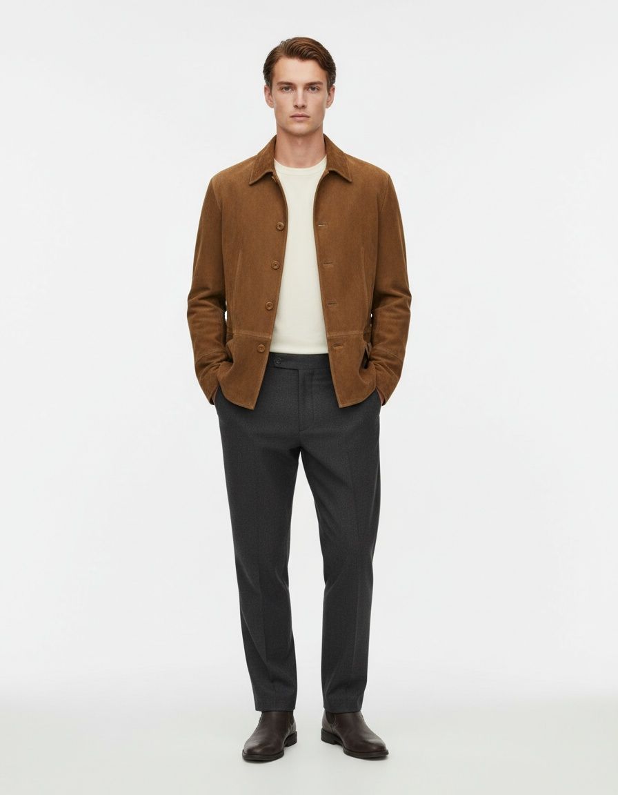 Retro Style Casual Winter Jacket for Men with fake pocket flap decoration