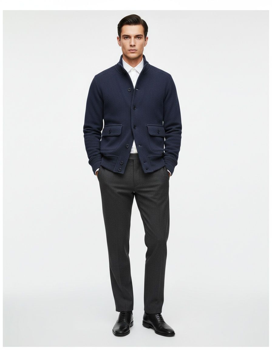 Chaqueta informal de cuello alto con corte entallado estilo coreano para invierno y uso diario.