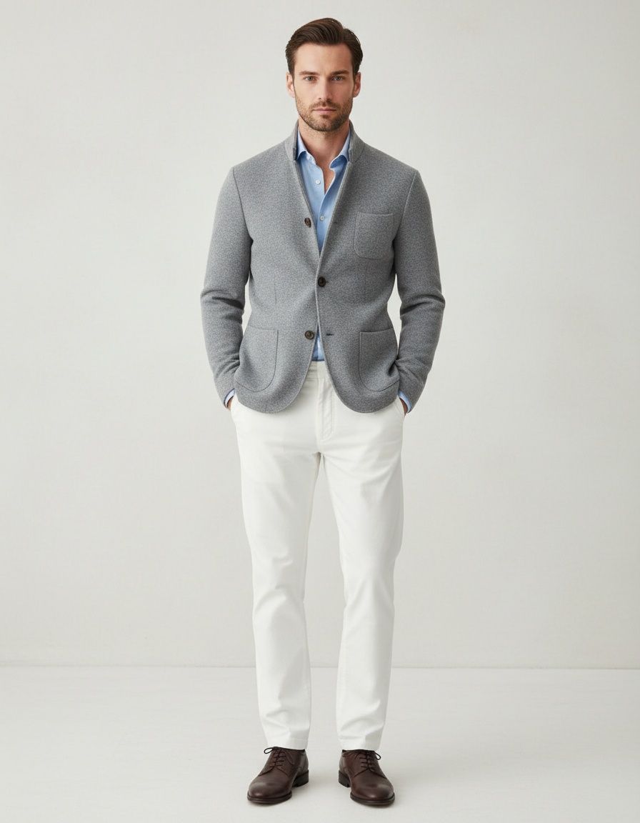 Chaqueta informal de cuello alto de mezcla de poliéster para hombre: abrigo de invierno transpirable para un estilo moderno.