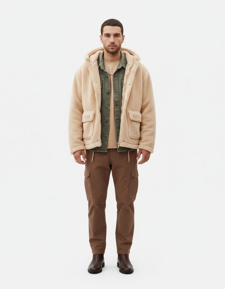 Chaqueta con capucha de polar suave para hombre, para uso informal en invierno, transpirable, de color sólido.