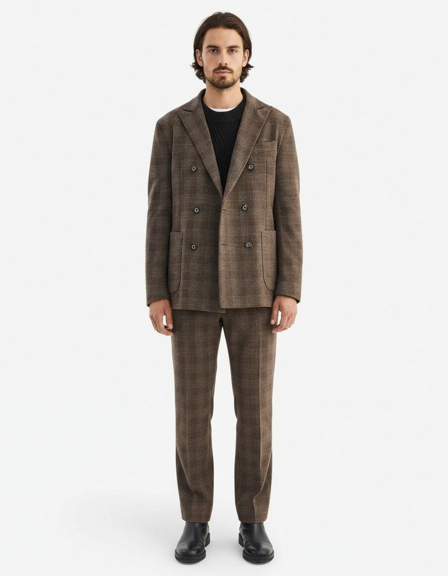 Men's Plaid Cotton Blend Casual Lapel Jacket for Winter