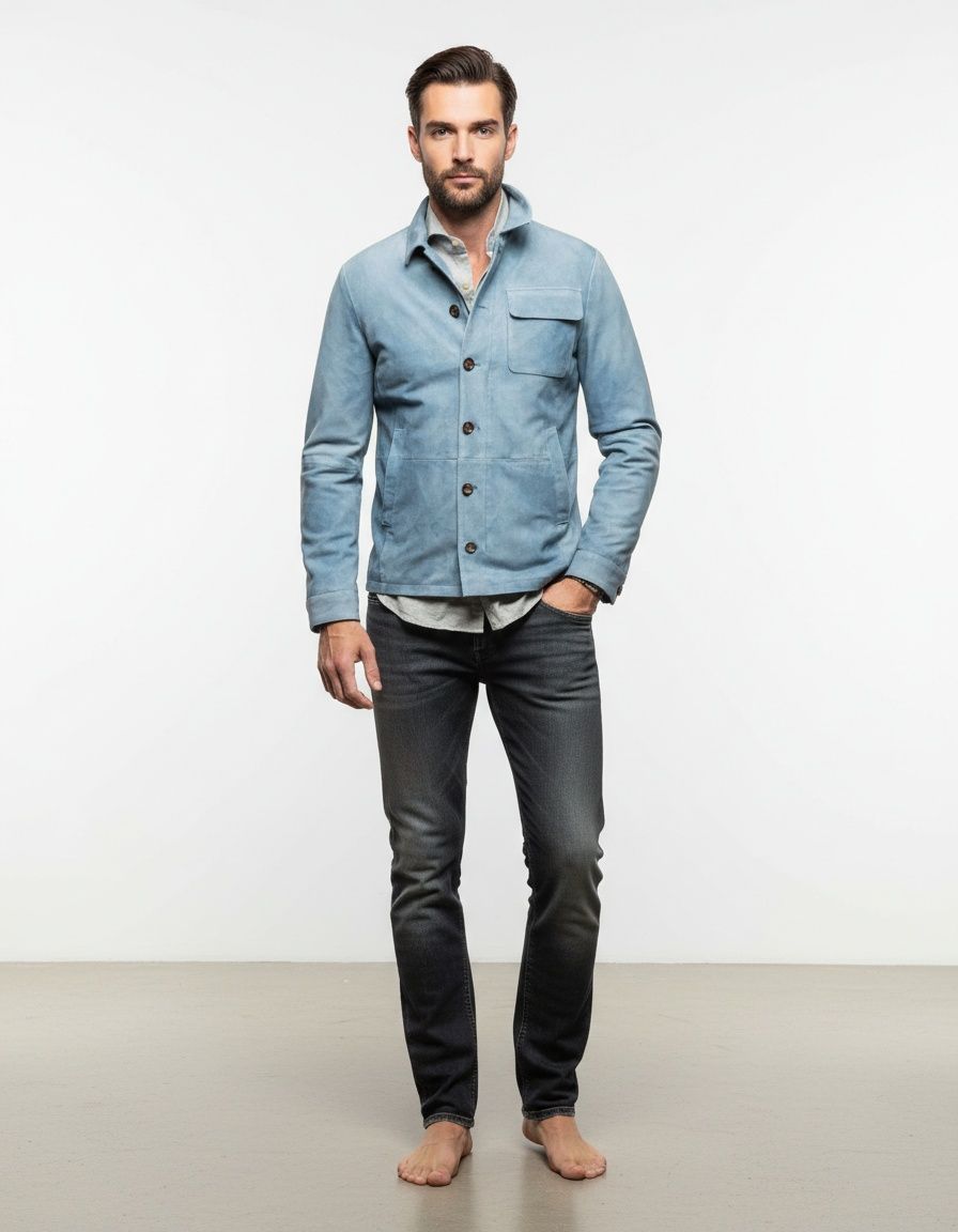 Men's Sude Slim Fit Lapel Casual Jacket for Autumn and Winter