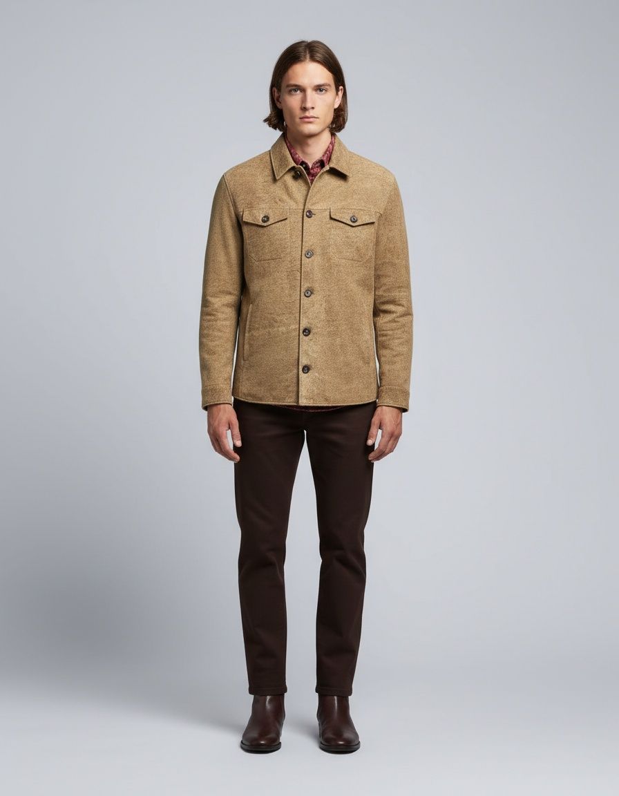 Men's Suede Slim Fit Single-Breasted Casual Winter Jacket