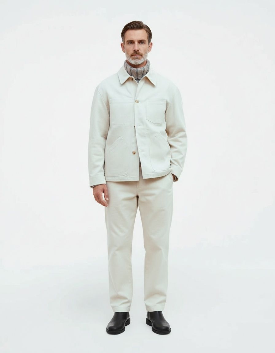 Men's Casual Lapel Workwear Style Jacket for Winter with Breathable Solid Color Fabric