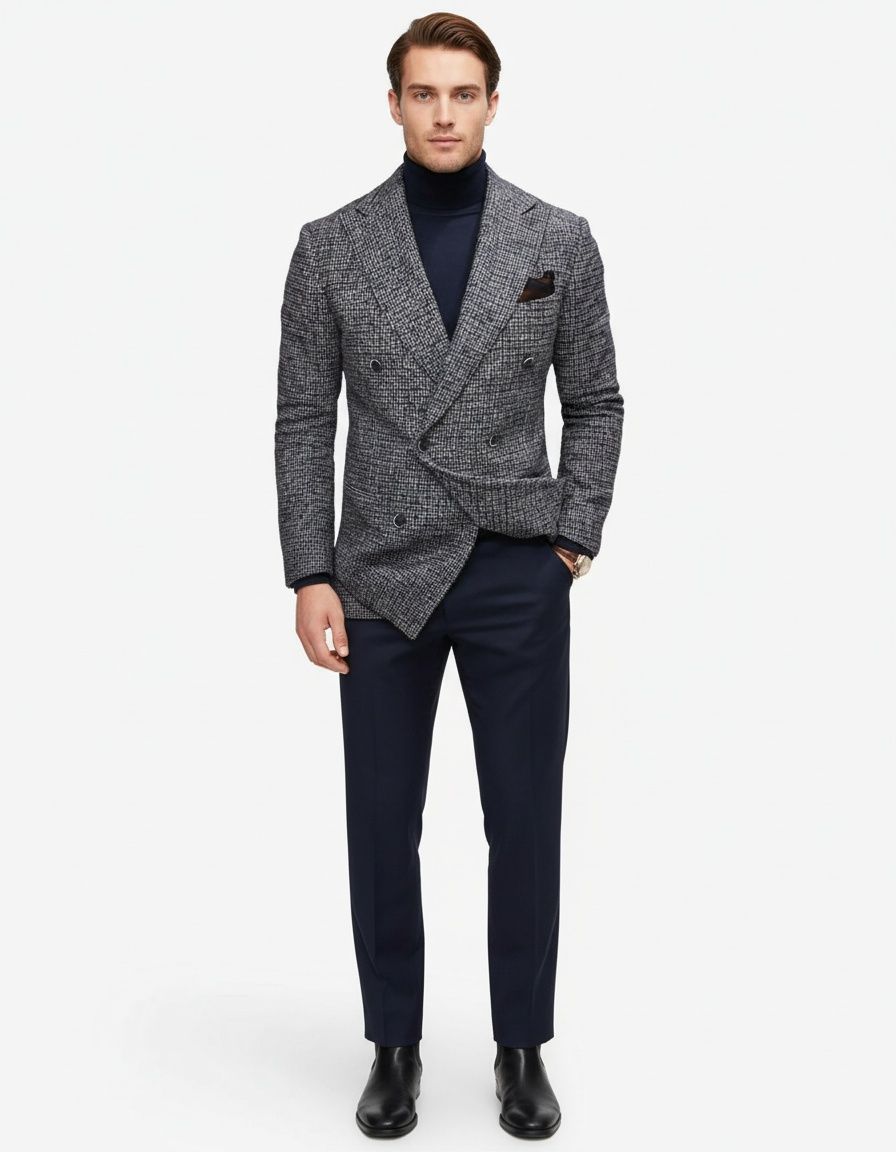 Wool Business Casual Suit Jacket for Menswear - Breathable Winter Style
