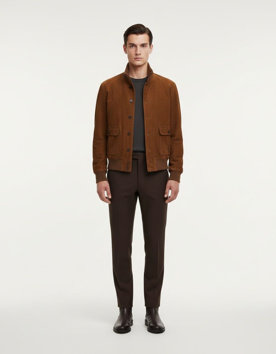 Chaqueta de invierno de ante de corte entallado para hombre - Estilo informal y transpirable